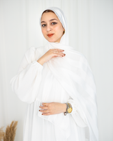 Chiffon Satin Line Scarf - White